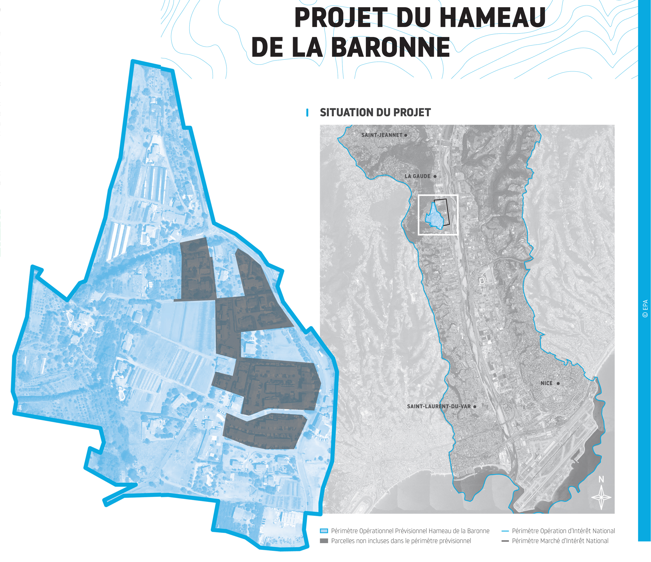 2019: Situation du Projet Hameau de La Baronne, La Gaude - NiceEcoVallée, AM 06